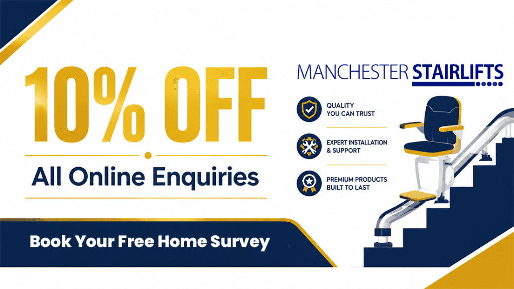 10% off stairlifts, free home survey offer.